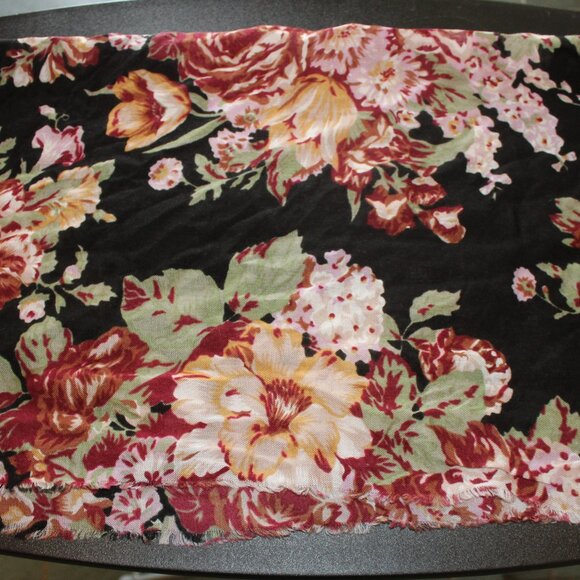 Glentex Accessories - Glentex Black and Floral Scarf